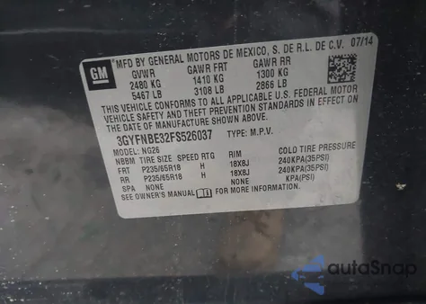 2015 Cadillac Srx Luxury Collection from USA, damaged, VIN 3GYFNBE32FS526037